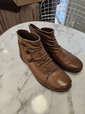 Rockport Brown Leather Ankle Boots Excellent Condition